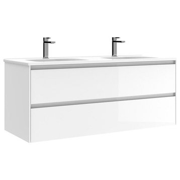 WS Bath Collections Perla C120D Perla 48" Wall Mounted Double - Glossy White