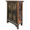 Chinese Vintage Distressed Color Scenery Graphic Dresser Cabinet Hcs7064