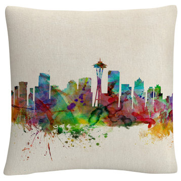 Michael Tompsett 'Seattle Washington' Decorative Throw Pillow