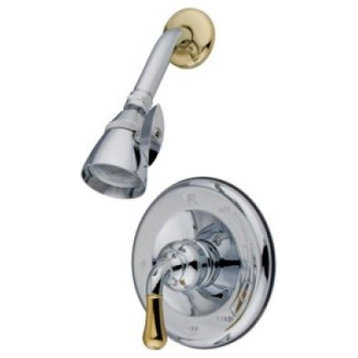 Kingston Brass Pressure Balanced Shower Faucet, Polished Chrome/Polished Brass
