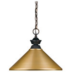 Z-Lite - Island/Billiard - This one light pendant's hardware is finished in olde bronze and paired beautifully with satin gold metal shades.