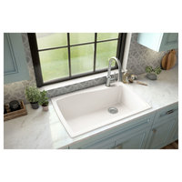 Karran Drop-In Quartz 34" 1-Hole Single Bowl Kitchen Sink Kit, White