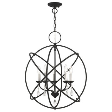 Traditional Glam Chic Five Light Chandelier-Black Finish - Chandelier