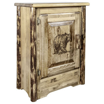Montana Woodworks Glacier Country Pine Wood Accent Cabinet in Brown