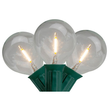 10ct Warm White LED G50 Globe Christmas Light Set 10ft Green Wire