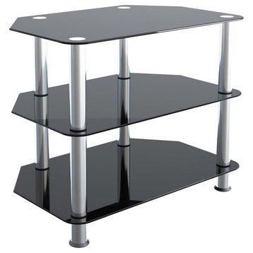 AVF Transitional Steel and Glass TV Stand for up to 32" TVs in Black/Chrome