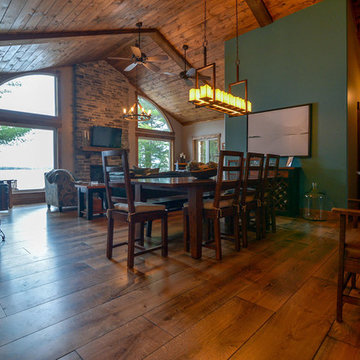 Wide Plank Natural White Oak Flooring in a Rustic Lake House