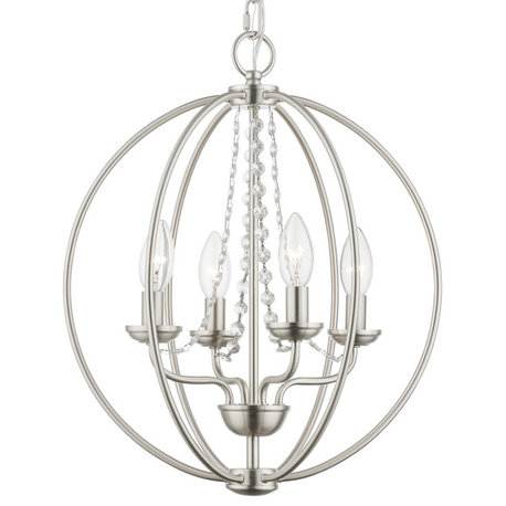 Livex Lighting 40914 Arabella 4 Light 15"W Commercial Beaded - Brushed Nickel