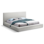 Meridian Furniture - Terra Boucle Fabric Upholstered Bed, Cream, King - Go for an impressive new look in the bedroom with this Terra boucle fabric bed. This low-profile bed features a slightly high headboard along with thick side rails and footboard-all upholstered in rich cream boucle fabric for a luxe look you'll fall in love with. This contemporary bed is bound to cause a stir in the master suite or other bedroom where it instantly becomes the star of the show when paired with the furnishings of your choice.