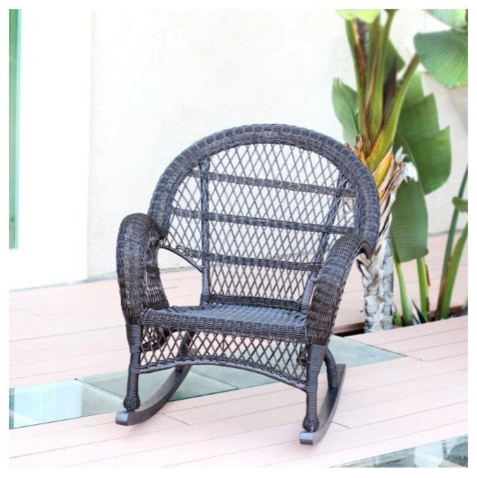 Jeco Rocker Wicker Chair in Espresso - Tropical - Outdoor Rocking ...