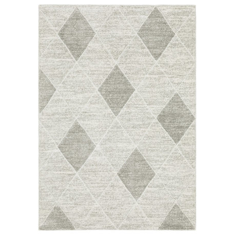 Canton Geometric Grey/Ivory Indoor Area Rug, 9'10"x12'10"