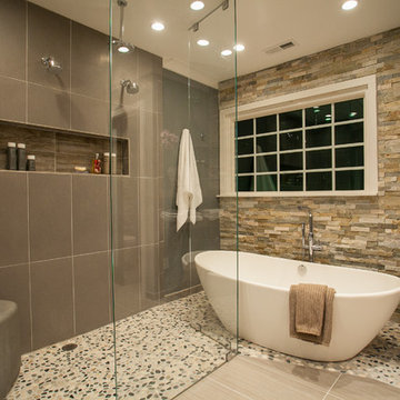 An Award Winning Oasis Master Bathroom Styled in Stone in Chantilly VA