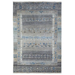 Shahbanu Rugs - Gray Folk Art Kashkuli Gabbeh Hand-Knotted Natural Wool Village Rug, 5'10"x8'10" - This fabulous Hand-Knotted carpet has been created and designed for extra strength and durability. This rug has been handcrafted for weeks in the traditional method that is used to make Rugs. This is truly a one-of-kind piece.