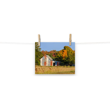 Patriotic Barn in Field Landscape Photo, Rural Unframed Wall Art Print, 8" X 10"