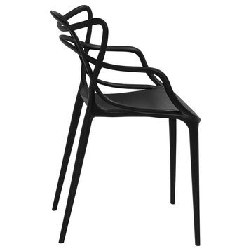 Mod Made Modern Plastic Loop Dining Chair, Set of 2, Black