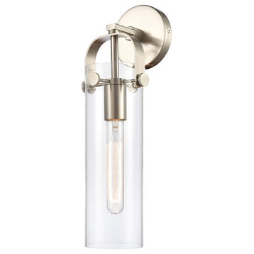 1-Light Sconce, Brushed Satin Nickel, Clear