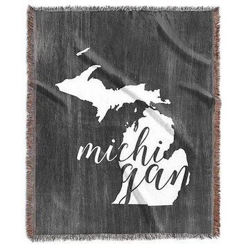 "Home State Typography, Michigan" Woven Blanket 60"x80"