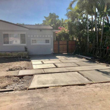 New driveway extended with concrete
