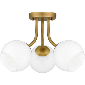 3 Light Semi-Flush Mount In Modern Style-10.5 Inches Tall and 16 Inches
