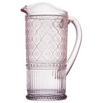 Godinger - Claro Pitcher 33oz, Pink - Whether you are serving guests or simply enjoying your favorite beverage. Featuring emblazoned with a vintage-inspired embossed texture. This traditionally styled glassware is a must-have addition to your kitchen or dining table.
