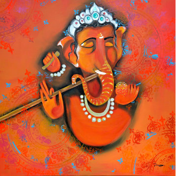 Lord Ganesha, Indian god painting, Ganesh spiritual artwork