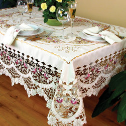 Xia Home Fashions - Rose Garden Embroidered Cutwork Collection Table Runner - Table Runners