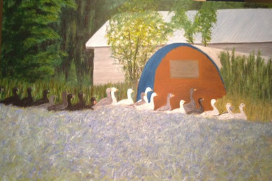 "Out for a Waddle" Original art, oil on canvass