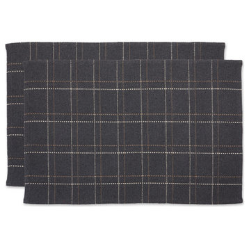 DII Mineral Variegated Plaid Recycled Yarn Rug, Set of 2