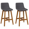 Nora Gray Upholstered Counter Height Barstools with Wood Legs - Set of 2