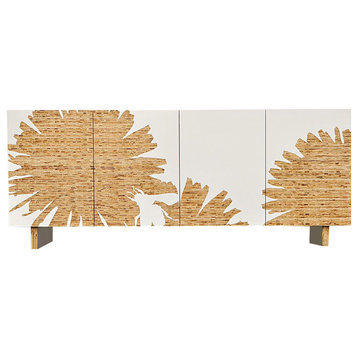 Modern White Cabinet, Dandelion Graphic Long by  Iannone