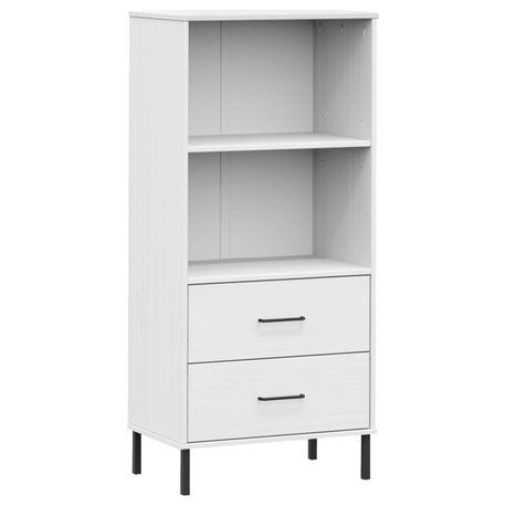 vidaXL Bookcase With 2 Drawers White 23.6"x13.8"x50.6" Solid Wood