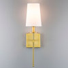 Torcia Wall Sconce with Fabric Shade, Brushed Brass