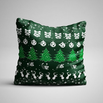 Christmas Pattern Green Throw Pillow Case