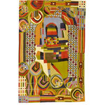 Kashmir Designs - Hundertwasser Wool Rug / Wall Tapestry Hand Embroidered 6ft x 4ft - This modern accent wool Rug is hand embroidered by the finest artisans of Kashmir and design inspired by the works of modern artist, Friedensreich Hundertwasser. Many of our customers buy these contemporary rugs as a wall art to decorate the walls of their modern homes or to spice up their traditional decor. The expert Kashmiri needlework in this handmade, hand embroidered contemporary rug is of the finest chainstitch, a superlative stitch. The eye-catching design deserves to be seen and experienced. Wherever you place it, it is sure to draw attention. The Kashmir wool makes it soft to the touch, and the texture of the embroidery is a sensory delight. This area rug will make an excellent outdoor or indoor rug and will add fun and festive atmosphere to your home.