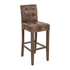 Brown Leather Bar Stools and Counter Stools | Houzz - Sigmund Rustic Lodge Tufted Brown Leather Bar Stool - Bar Stools And  Counter Stools