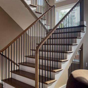Project #153 | Sophisticated Red Oak Stair with Metal Balusters