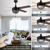 42" Dimmable Reversible Crystal Ceiling Fan With LED Light, Remote Control, Black