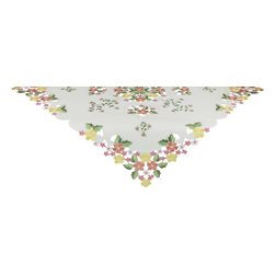 Xia Home Fashions - Fancy Flowers 34"x34" Table Topper, Pink - Tablecloths