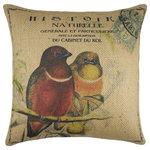 The Watson Shop - Birds on Branch Burlap Pillow - Add a little charm to your living space! This handmade burlap pillow features a lovely bird print with elegant French detailing. Its earthy colors make this piece perfect for almost any decor, from country to eclectic. Place it on a sofa, bed, or chair for a touch of comfort and natural appeal.
