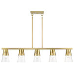 Livex Lighting Inc. - 5 Light Natural Brass Large Linear Chandelier - Add an aura of sophistication and elegance with the Bennington transitional linear chandelier. With the natural brass finish, looks especially decadent. The Bennington collection delivers an inspiring and upscale mood to a new or remodeled kitchen or dining space.