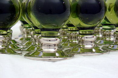 Green glass knobs