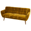 Rhodes Mid-Century Modern Tufted Sofa, Antique Gold