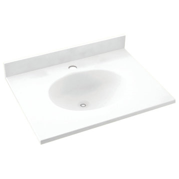 Swan Ellipse Solid Surface Bathroom Vanity Top, White
