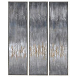 Uttermost - Uttermost 51304 Gray - 61" Hand Painted Canvas Art (Set of 3) - Hand Painted On Canvas These Abstract Pieces Showcase A Metallic Silver, Gold Leaf, And Ivory Color Palette. Silver Leaf Gallery Frames Complete The Artwork. Due To The Handcrafted Nature Of This Artwork, Each Piece May Have Subtle Differences.   Carolyn KinderGray 61"  Hand Painted Canvas Art (Set of 2) Silver Leaf/Metallic Silver Leaf/Metallic Gold Leaf/Ivory/Gray/Deep Steel Blue/Hand Painted *UL Approved: YES *Energy Star Qualified: n/a  *ADA Certified: n/a  *Number of Lights:   *Bulb Included:No *Bulb Type:No *Finish Type:Silver Leaf/Metallic Silver Leaf/Metallic Gold Lea