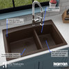 Karran Drop-In Quartz 33" 1-Hole 60/40 Double Bowl Kitchen Sink, Brown
