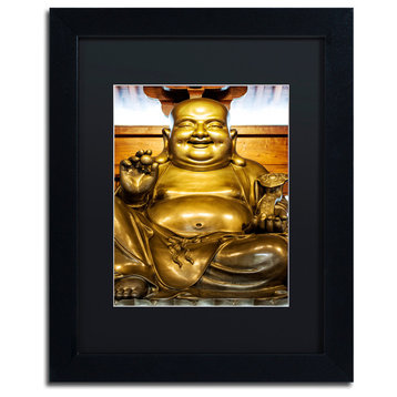 Philippe Hugonnard 'Gold Buddha' Art, Black Frame, Black Matte, 14"x11"
