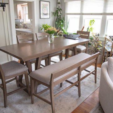Modern Rustic Dining with Height, Texture, and Hidden Storage