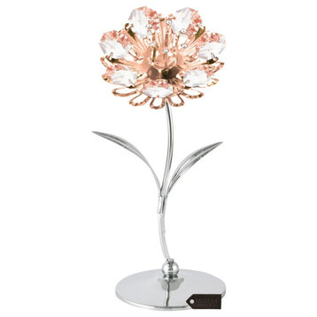 Chrome and Rose Plated Crystal Studded Sunflower Figurine Table-Top Ornament