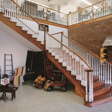 Flowing Wooden Staircase with Double Fluted Starter Steps