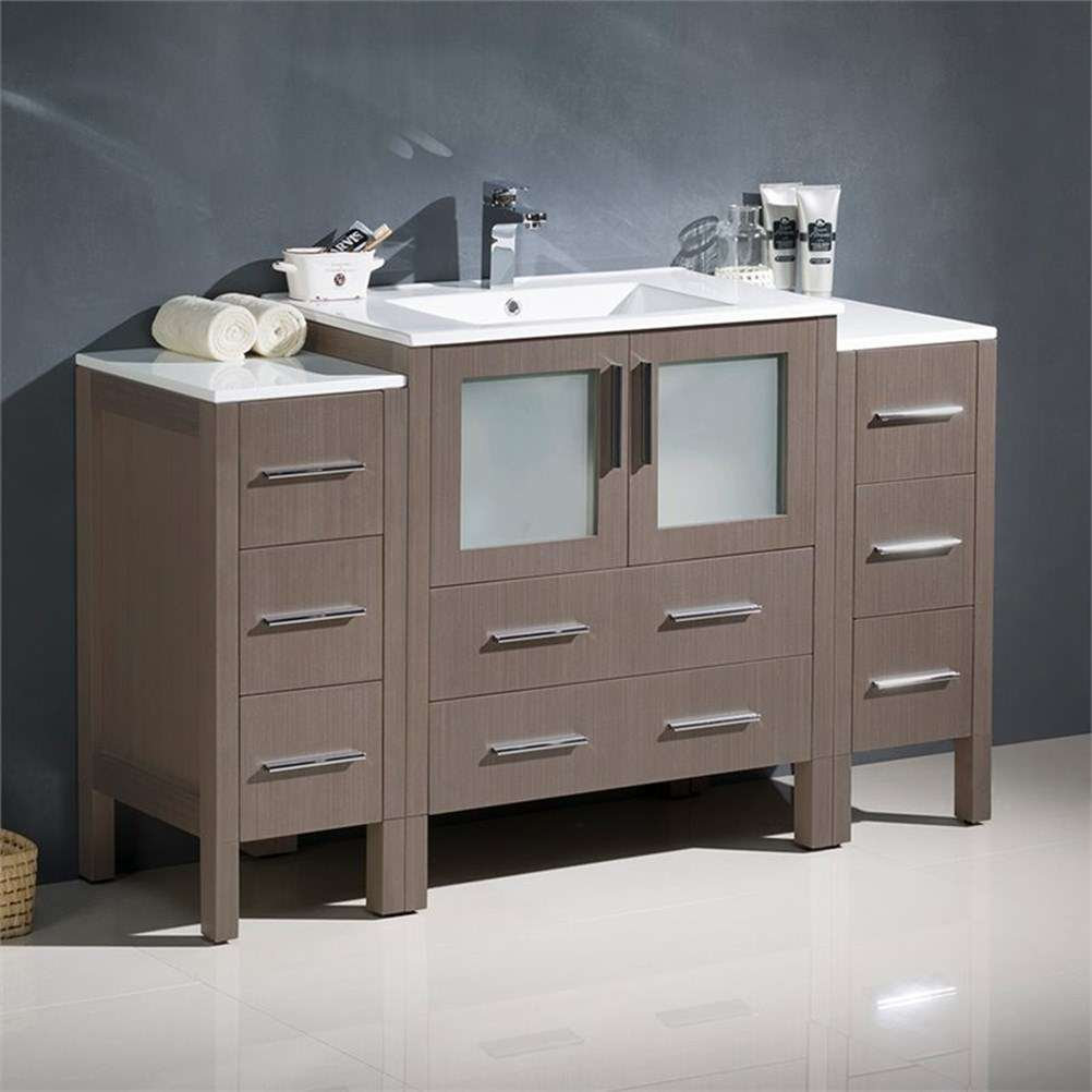 Fresca Torino 54" Gray Oak Modern Bathroom Cabinets with Integrated ...